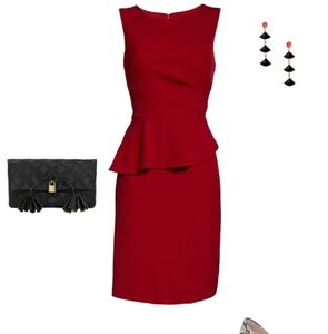 Donna Ricco Red Peplum Dress Size 10